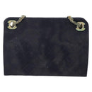 CHANEL Matelasse Chain Hand Bag Cotton Navy Gold CC Auth YKZ061-13