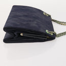 CHANEL Matelasse Chain Hand Bag Cotton Navy Gold CC Auth YKZ061-3