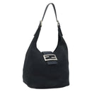 FENDI Hand Bag Nylon Black Silver Auth YKZ062-1