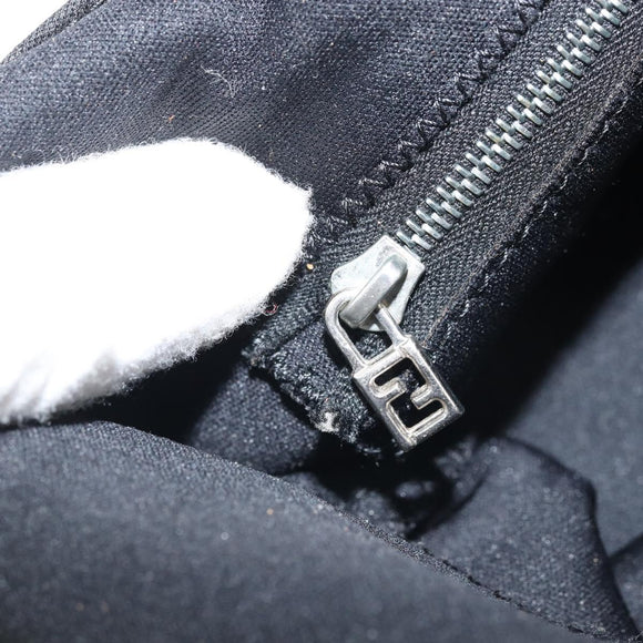 FENDI Hand Bag Nylon Black Silver Auth YKZ062