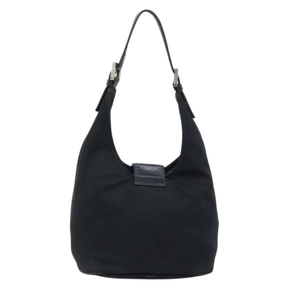 FENDI Hand Bag Nylon Black Silver Auth YKZ062