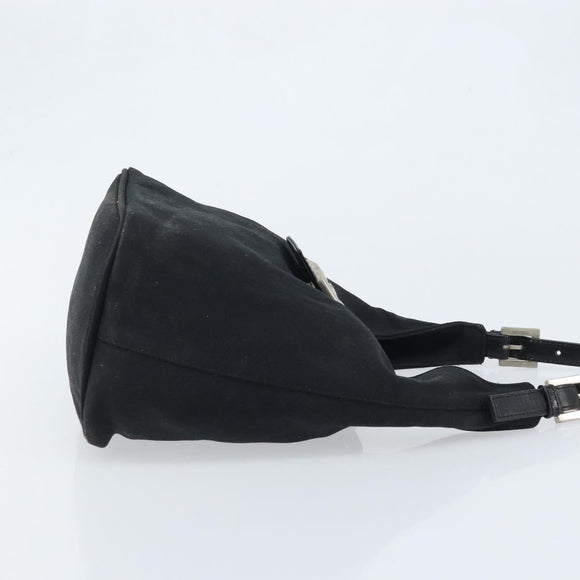 FENDI Hand Bag Nylon Black Silver Auth YKZ062