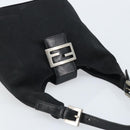 FENDI Hand Bag Nylon Black Silver Auth YKZ062-6