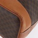 CELINE Macadam Canvas Purse Shoulder Bag PVC Leather Brown Gold Auth YKZ068-15