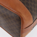 CELINE Macadam Canvas Purse Shoulder Bag PVC Leather Brown Gold Auth YKZ068-17