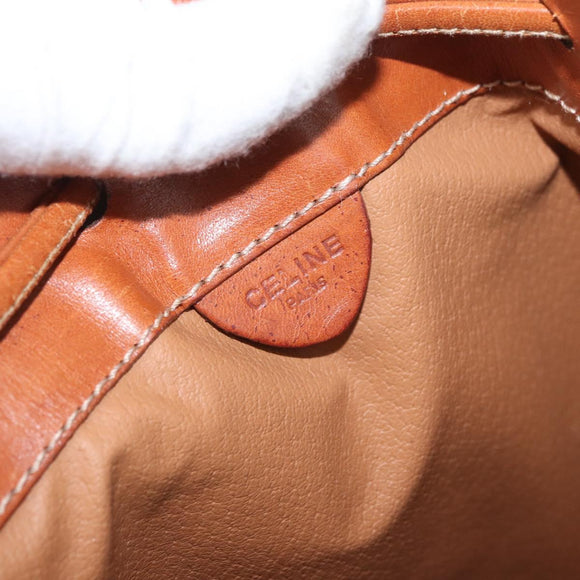 CELINE Macadam Canvas Purse Shoulder Bag PVC Leather Brown Gold Auth YKZ068