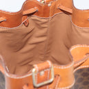 CELINE Macadam Canvas Purse Shoulder Bag PVC Leather Brown Gold Auth YKZ068-20