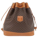 CELINE Macadam Canvas Purse Shoulder Bag PVC Leather Brown Gold Auth YKZ068-13