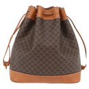 CELINE Macadam Canvas Purse Shoulder Bag PVC Leather Brown Gold Auth YKZ068-2
