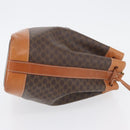 CELINE Macadam Canvas Purse Shoulder Bag PVC Leather Brown Gold Auth YKZ068-3