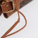 CELINE Macadam Canvas Purse Shoulder Bag PVC Leather Brown Gold Auth YKZ068-8