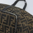 FENDI Zucca Canvas Hand Bag Black Brown gold Auth YKZ069-8