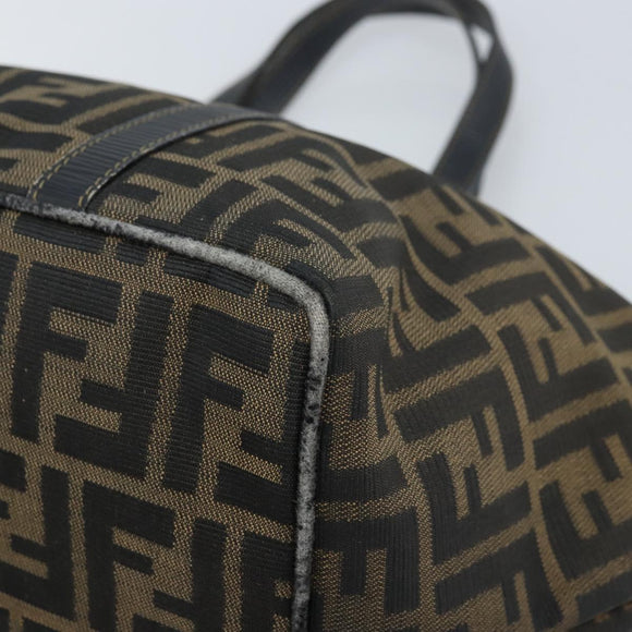 FENDI Zucca Canvas Hand Bag Black Brown gold Auth YKZ069