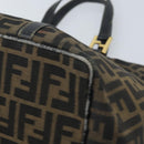 FENDI Zucca Canvas Hand Bag Black Brown gold Auth YKZ069-16