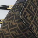 FENDI Zucca Canvas Hand Bag Black Brown gold Auth YKZ069-17