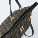 FENDI Zucca Canvas Hand Bag Black Brown gold Auth YKZ069-6