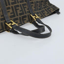 FENDI Zucca Canvas Hand Bag Black Brown gold Auth YKZ069-7