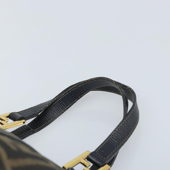 FENDI Zucca Canvas Hand Bag Black Brown gold Auth YKZ069