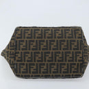 FENDI Zucca Canvas Hand Bag Black Brown gold Auth YKZ069-5