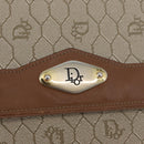 Christian Dior Honeycomb Canvas Chain Shoulder Bag PVC Beige Gold Auth YKZ075A-18