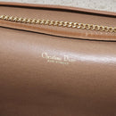 Christian Dior Honeycomb Canvas Chain Shoulder Bag PVC Beige Gold Auth YKZ075A-11