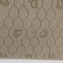 Christian Dior Honeycomb Canvas Chain Shoulder Bag PVC Beige Gold Auth YKZ075A-3