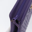 VALENTINO Clutch Bag Leather Purple Gold Auth YKZ076-8