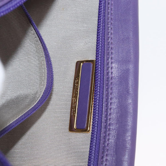 VALENTINO Clutch Bag Leather Purple Gold Auth YKZ076
