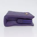 VALENTINO Clutch Bag Leather Purple Gold Auth YKZ076-3