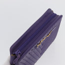 VALENTINO Clutch Bag Leather Purple Gold Auth YKZ076-5