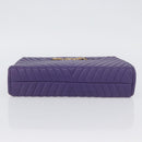 VALENTINO Clutch Bag Leather Purple Gold Auth YKZ076-6