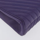 VALENTINO Clutch Bag Leather Purple Gold Auth YKZ076-7