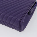 VALENTINO Clutch Bag Leather Purple Gold Auth YKZ076-14