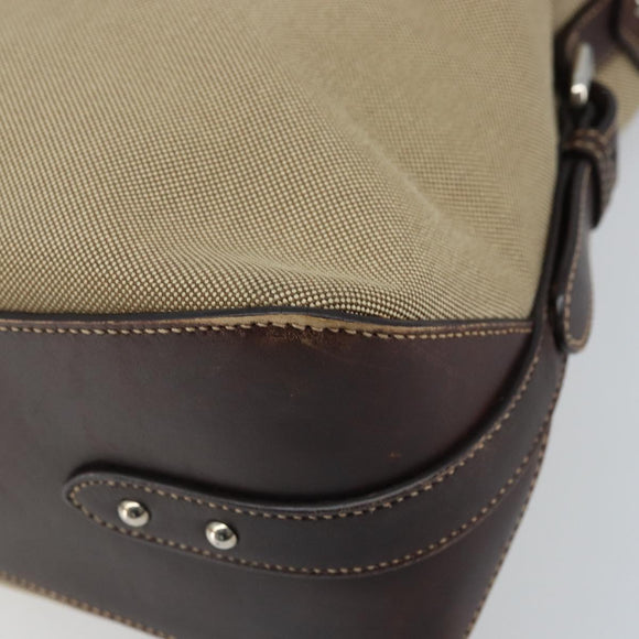 PRADA Shoulder Bag Canvas Beige Silver Auth YKZ082A