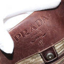 PRADA Shoulder Bag Canvas Beige Silver Auth YKZ082A-17