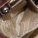 PRADA Shoulder Bag Canvas Beige Silver Auth YKZ082A-21
