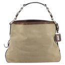 PRADA Shoulder Bag Canvas Beige Silver Auth YKZ082A-2