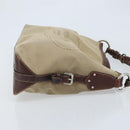 PRADA Shoulder Bag Canvas Beige Silver Auth YKZ082A-3