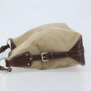 PRADA Shoulder Bag Canvas Beige Silver Auth YKZ082A-4