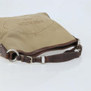 PRADA Shoulder Bag Canvas Beige Silver Auth YKZ082A-7