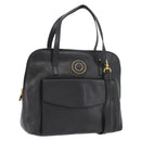 CELINE Circle Hand Bag Leather 2way Black Gold Auth YKZ085-1