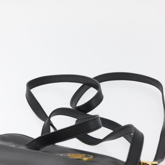 CELINE Circle Hand Bag Leather 2way Black Gold Auth YKZ085