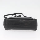 CELINE Circle Hand Bag Leather 2way Black Gold Auth YKZ085-5