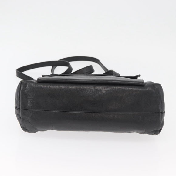 CELINE Circle Hand Bag Leather 2way Black Gold Auth YKZ085