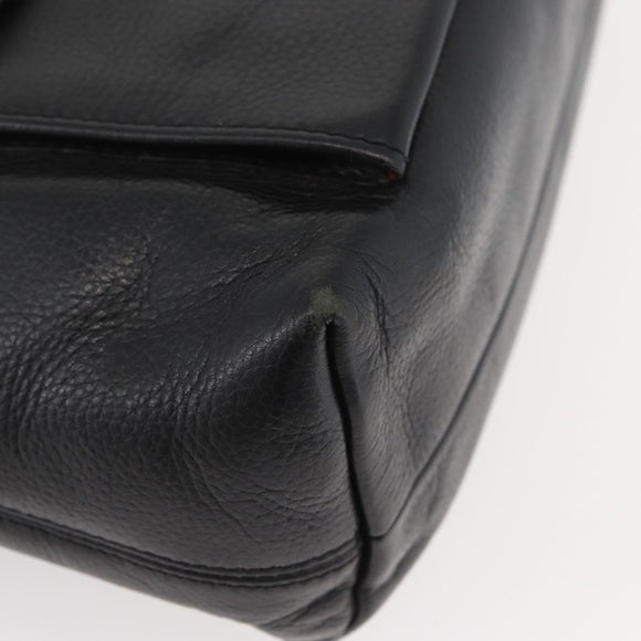 CELINE Circle Hand Bag Leather 2way Black Gold Auth YKZ085