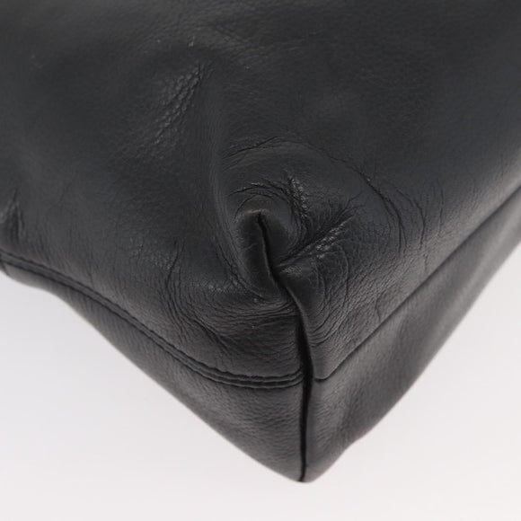 CELINE Circle Hand Bag Leather 2way Black Gold Auth YKZ085