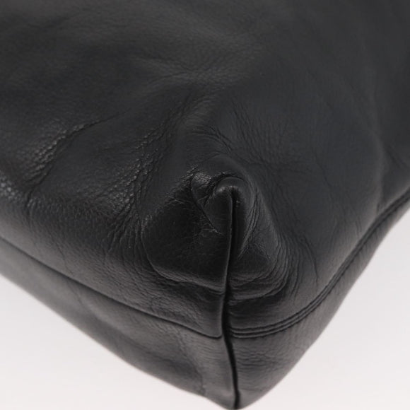 CELINE Circle Hand Bag Leather 2way Black Gold Auth YKZ085