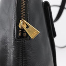 CELINE Circle Hand Bag Leather 2way Black Gold Auth YKZ085-10