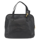 CELINE Circle Hand Bag Leather 2way Black Gold Auth YKZ085-2