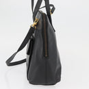 CELINE Circle Hand Bag Leather 2way Black Gold Auth YKZ085-3
